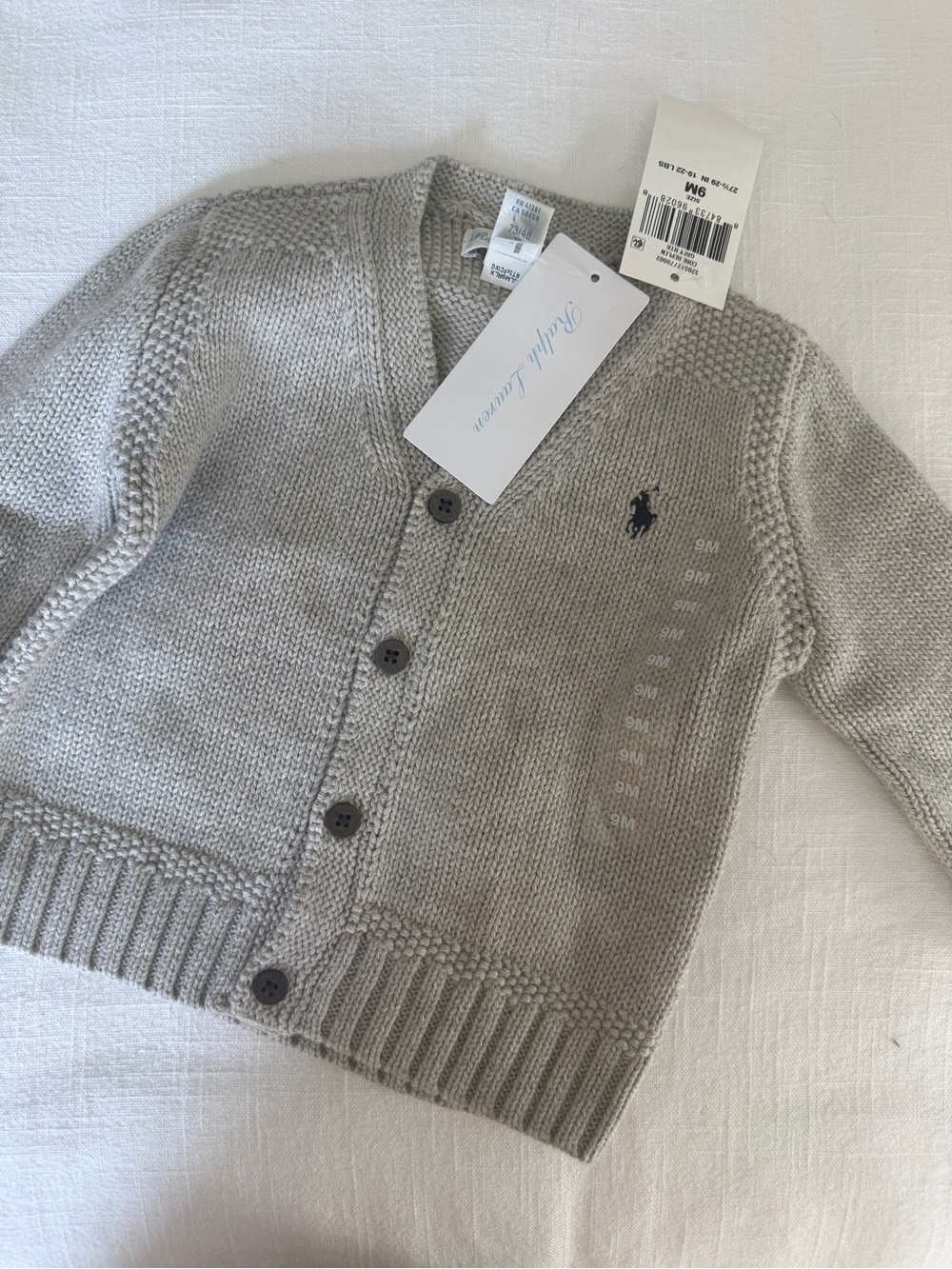Ralph Lauren Baby Gray Knit Cardigan NWT